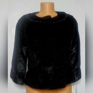 Vintage Jerry Lewis Classic Luxuries Elegant Black Faux Fur Jacket NWT